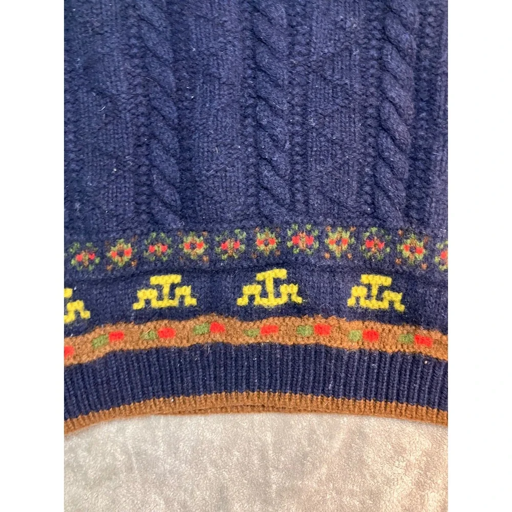 VNTG United Colors of Benetton Shetland Wool Fair Isle Cable Knit Sweater Nordic